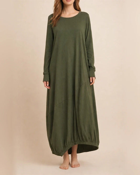 Long-sleeved Round Neck T-shirt Long Lantern Dress | JRSEE:b473abf0-10a5-4339-a543-255e966e1cc3