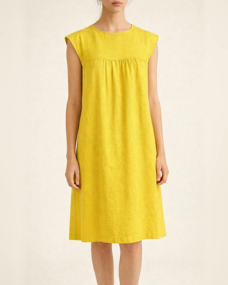 Loose Casual Solid Color Cotton Linen Short Dresses | JRSEE:ed62ebc5-edca-4535-8175-0442fb9aef46