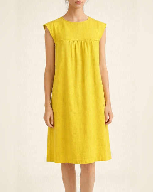 Loose Casual Solid Color Cotton Linen Short Dresses | JRSEE:ed62ebc5-edca-4535-8175-0442fb9aef46