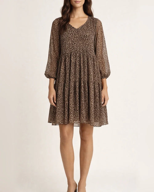 Loose Lantern Sleeve V-neck Large Hem Skirt Long Sleeve Dress | JRSEE:013a4858-a843-4bf4-a255-d654ea100f41