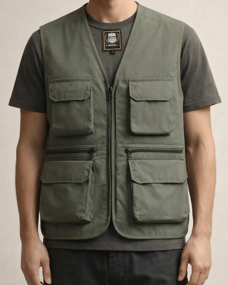 Loose Men's Multi-Pocket Outdoor Casual Photography Fishing Zipper V-Leader Vest Large Size Shoulder Jacket Cardigan | JRSEE:a4c82d89-1bbd-4804-aaf3-9ffe989a0eb1