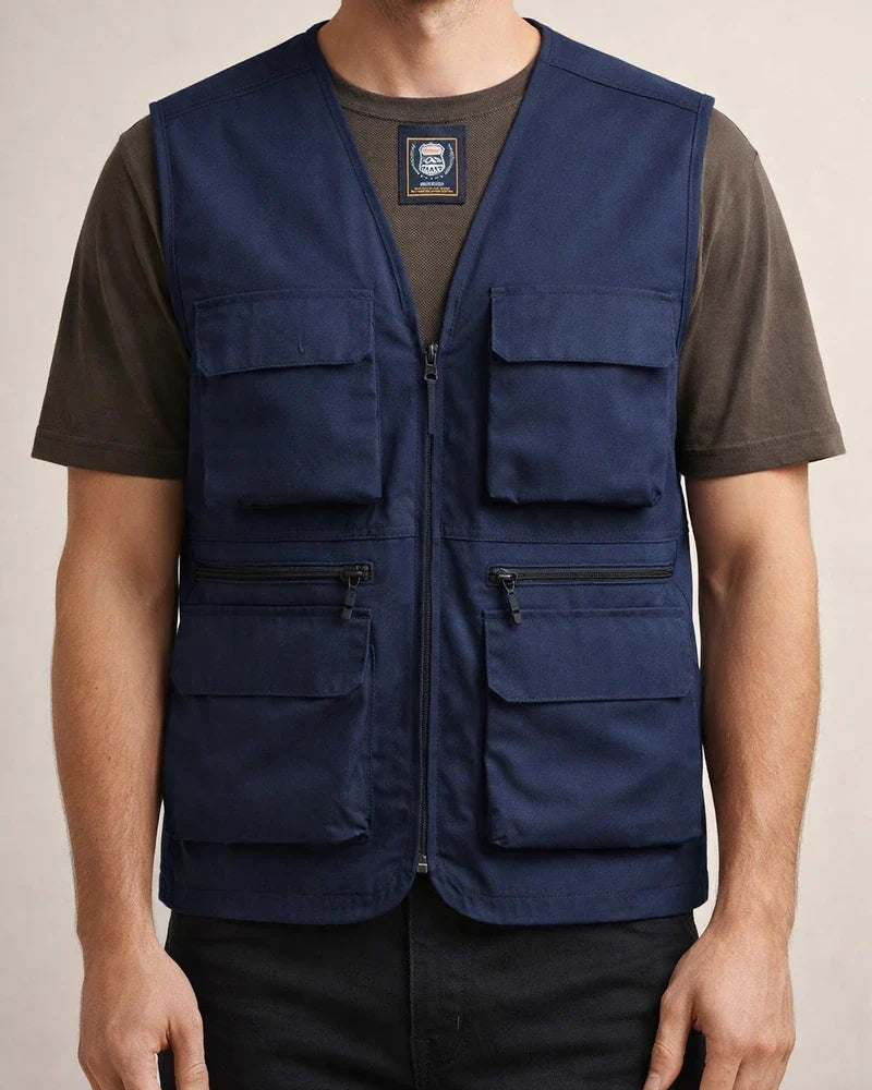 Loose Men's Multi-Pocket Outdoor Casual Photography Fishing Zipper V-Leader Vest Large Size Shoulder Jacket Cardigan | JRSEE:ccbca1be-edbe-4d64-a3ca-26c674c3673d