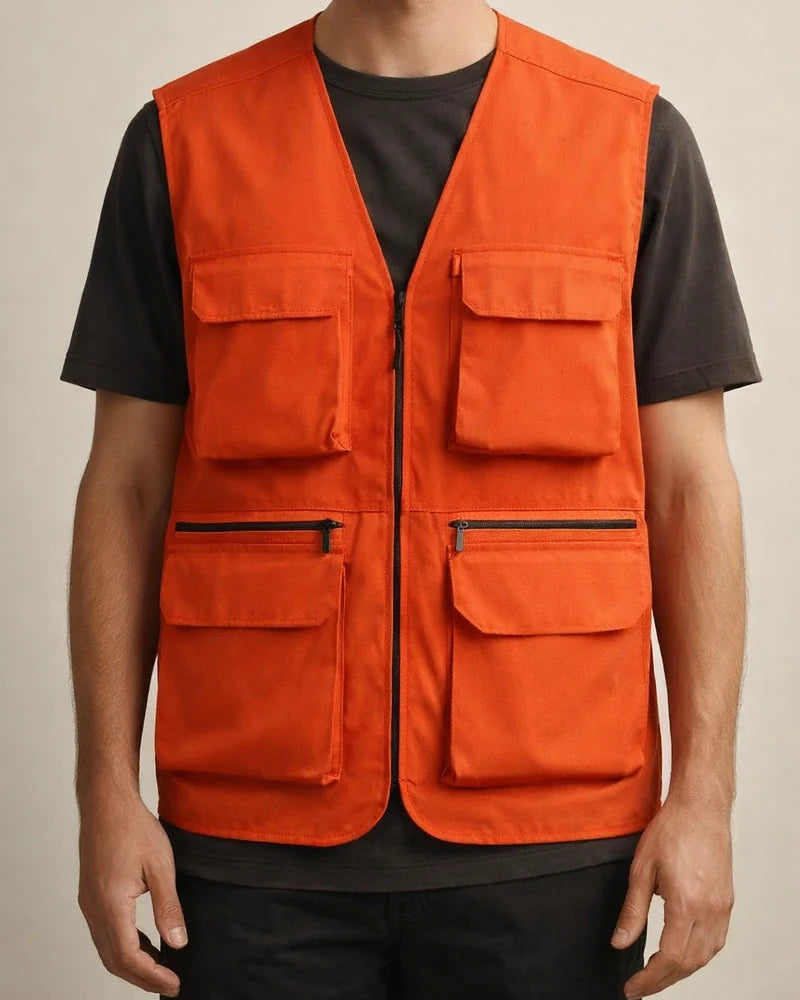 Loose Men's Multi-Pocket Outdoor Casual Photography Fishing Zipper V-Leader Vest Large Size Shoulder Jacket Cardigan | JRSEE:15157ddf-dd2f-4c6a-bf62-9d46203342cd