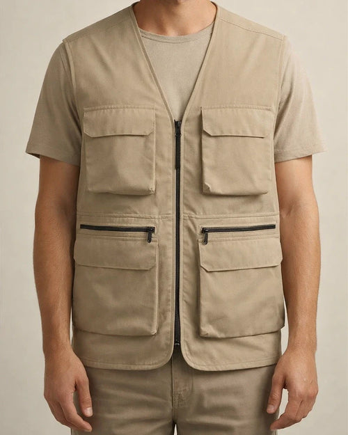 Loose Men's Multi-Pocket Outdoor Casual Photography Fishing Zipper V-Leader Vest Large Size Shoulder Jacket Cardigan | JRSEE:9aaae8fb-ad16-4776-abff-f1e64b242d4b