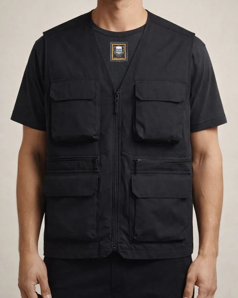Loose Men's Multi-Pocket Outdoor Casual Photography Fishing Zipper V-Leader Vest Large Size Shoulder Jacket Cardigan | JRSEE:bf2440ee-316c-4791-9057-d035f038c9fe