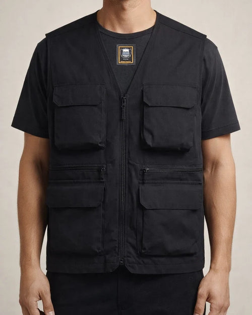 Loose Men's Multi-Pocket Outdoor Casual Photography Fishing Zipper V-Leader Vest Large Size Shoulder Jacket Cardigan | JRSEE:bf2440ee-316c-4791-9057-d035f038c9fe