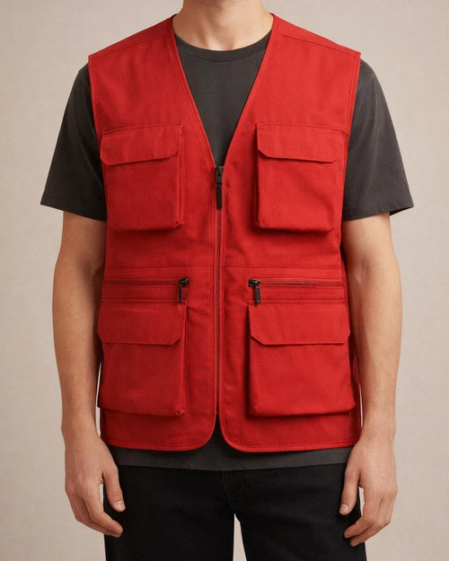 Loose Men's Multi-Pocket Outdoor Casual Photography Fishing Zipper V-Leader Vest Large Size Shoulder Jacket Cardigan | JRSEE:41ebb27a-eee9-4154-aeaf-cbd8e9aa6c38