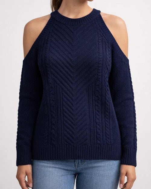 Loose Off-the-shoulder Solid Color Casual Sweater | JRSEE:e8a8523b-457c-455d-ac4f-b17aeb0879f3