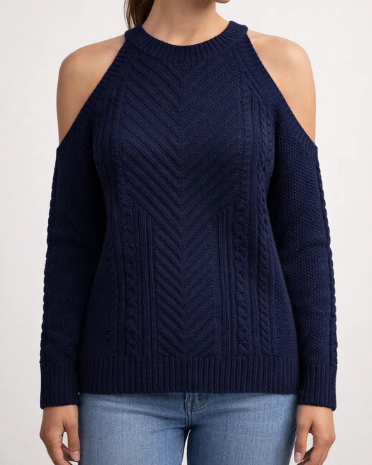 Loose Off-the-shoulder Solid Color Casual Sweater | JRSEE:e8a8523b-457c-455d-ac4f-b17aeb0879f3