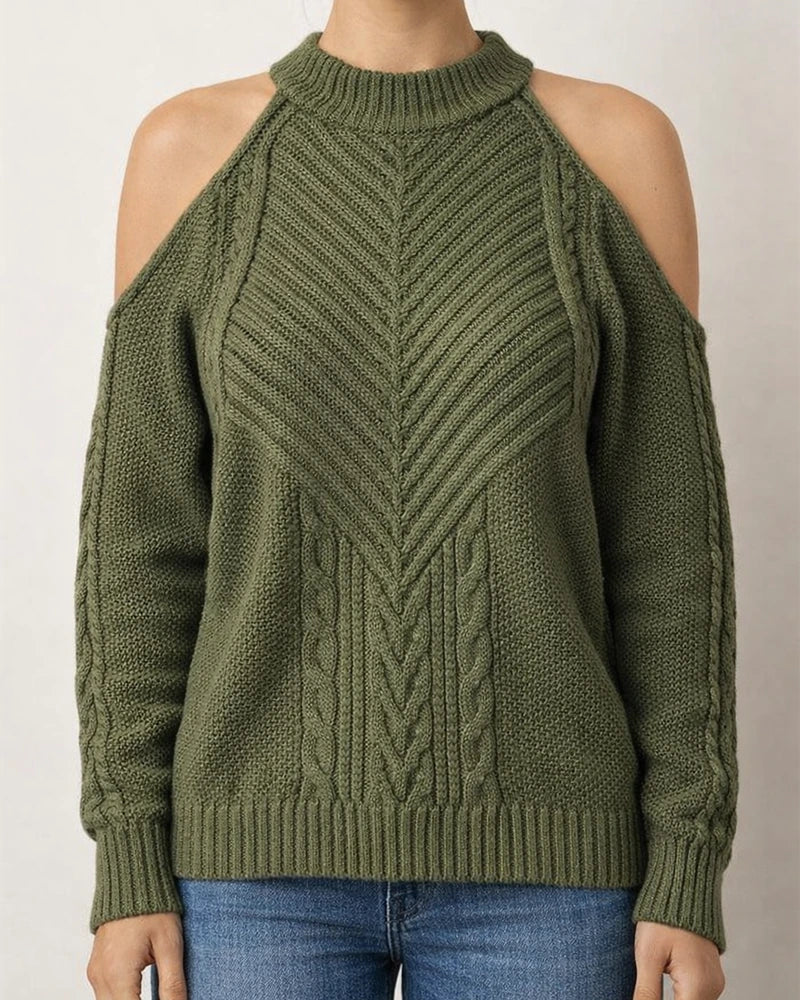 Loose Off-the-shoulder Solid Color Casual Sweater | JRSEE:68927e33-ad44-4015-9a98-be5d44421766