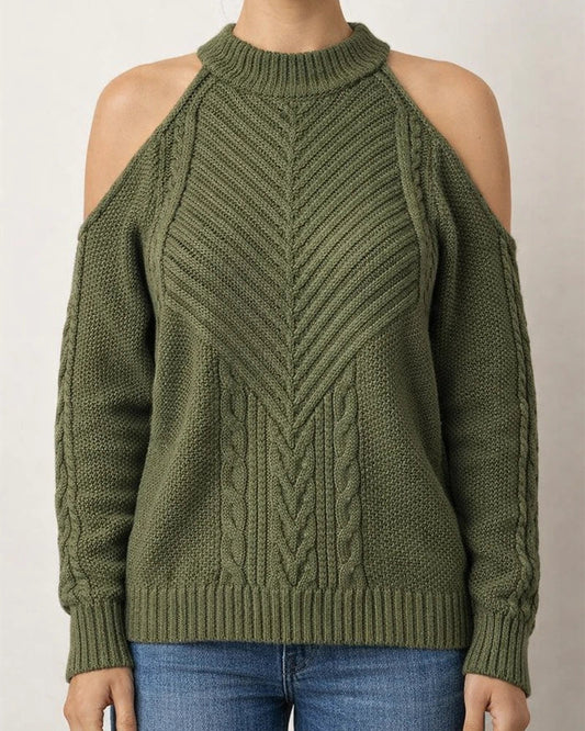 Loose Off-the-shoulder Solid Color Casual Sweater | JRSEE:68927e33-ad44-4015-9a98-be5d44421766