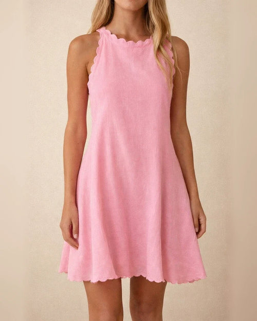 Loose Sleeveless Round Neck Cotton And Linen Dress White Dresses | JRSEE:33d22393-fa78-4a3c-ade2-ae191327ad04