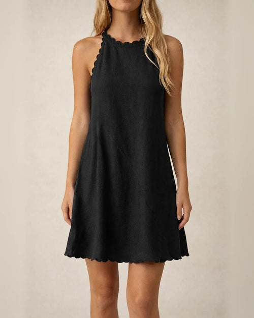 Loose Sleeveless Round Neck Cotton And Linen Dress White Dresses | JRSEE:d53e1e4e-e56a-48cd-8317-598951700c22