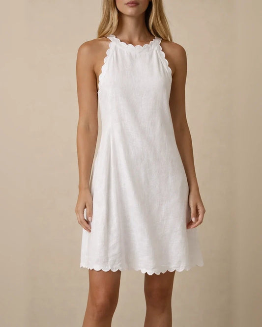 Loose Sleeveless Round Neck Cotton And Linen Dress White Dresses | JRSEE:63a70b18-047f-4be5-aef6-88f7f77c7d7d