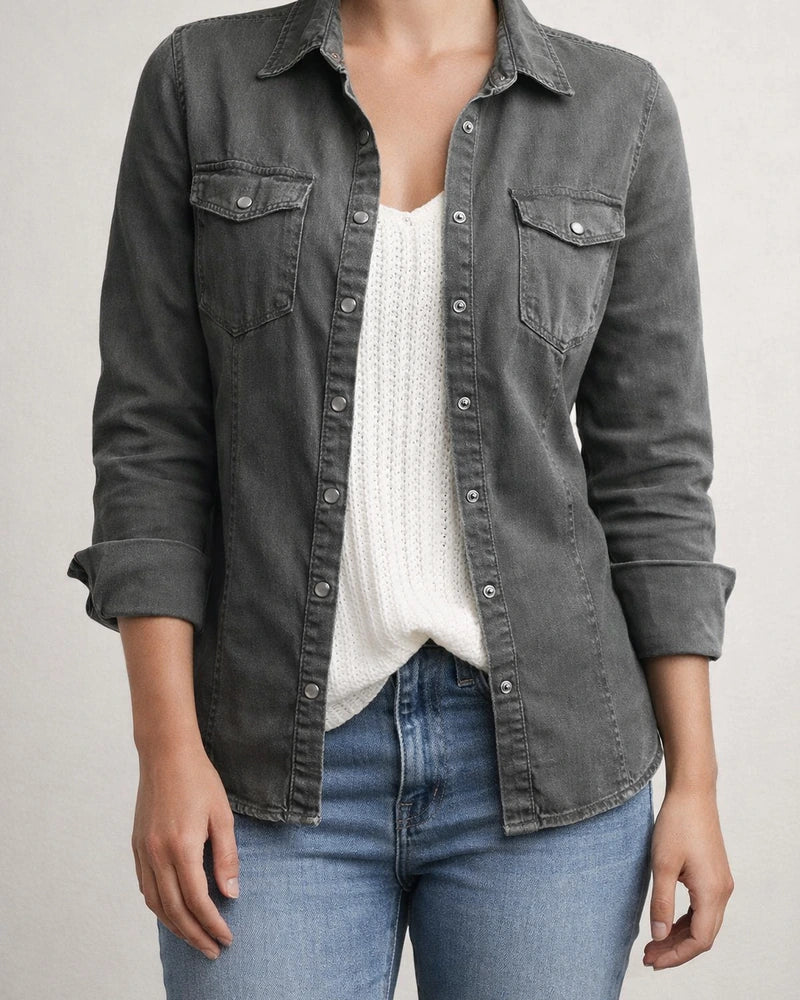 Medium Length Denim Jacket for Women | JRSEE:a5ff1581-39a4-4816-83d1-a3e4b4d87e91