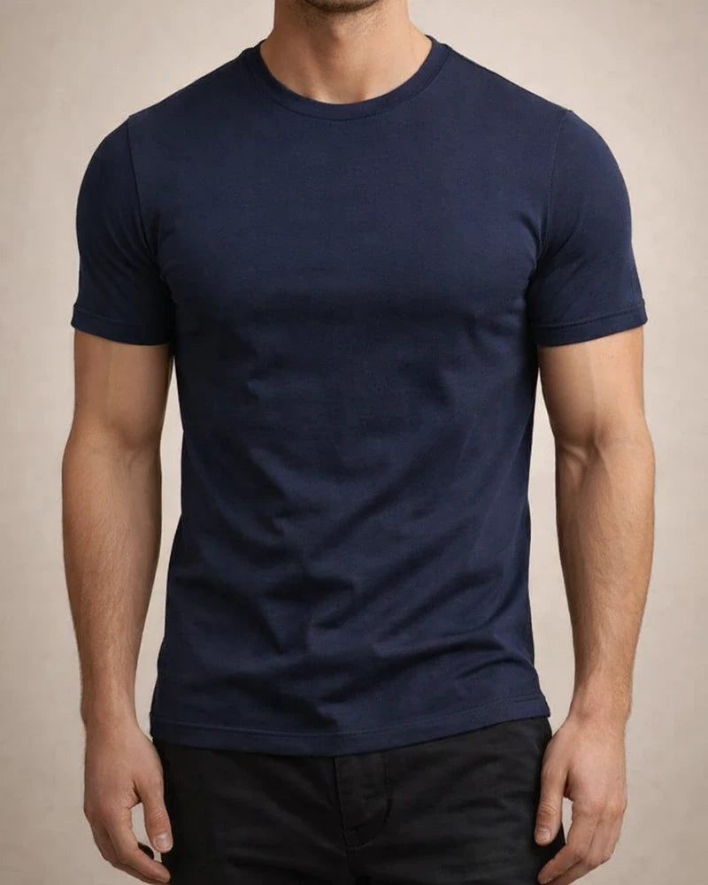 Men Muscle Tee T Shirt Stretch Short Sleeve Crew Neck Bodybuilding Workout Basic Daily Tops Navy White Wine Red | JRSEE:319338e4-7ad8-4c66-b2ad-f06a695c5921