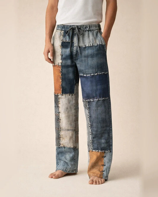 Men's 3D Digital Print American-Style Patch-Decorated Loose-Fit Straight-Leg Casual Drawstring Pants | JRSEE:7325959f-a991-4b32-af0d-f94ee7b67553