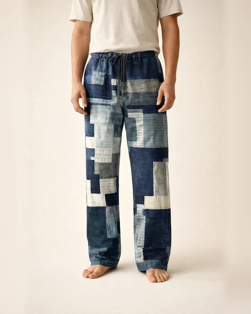 Men's 3D Digital Print American-Style Patch-Decorated Loose-Fit Straight-Leg Casual Drawstring Pants | JRSEE:fe8b05f8-487d-41d1-a441-2e19cfa99c1f