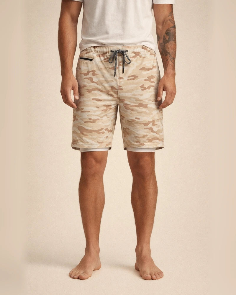 Men's Active Shorts Running Shorts Casual Shorts Drawstring Elastic Waist With Compression Liner Breathable Quick Dry Short Running Weekend Gym Athleisure Yellow camouflage Green Stretchy | JRSEE:a215bf88-ba79-4609-bfdd-0a2b053d82f8