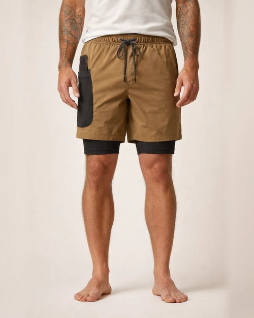 Men's Active Shorts Running Shorts Casual Shorts Drawstring Elastic Waist With Compression Liner Breathable Quick Dry Short Running Weekend Gym Athleisure Yellow camouflage Green Stretchy | JRSEE:cd35ed99-02da-4151-944d-f6ebb7843d8d