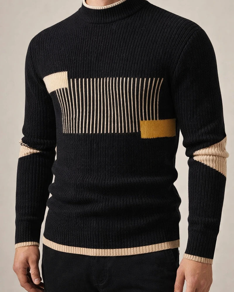Men's Autumn/Winter Woolen Knitwear with Color-Blocked Base Layer | JRSEE:be6dc4d4-e36c-4745-8dfa-7c102da87c1b