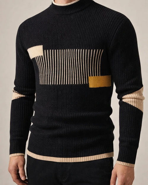 Men's Autumn/Winter Woolen Knitwear with Color-Blocked Base Layer | JRSEE:be6dc4d4-e36c-4745-8dfa-7c102da87c1b