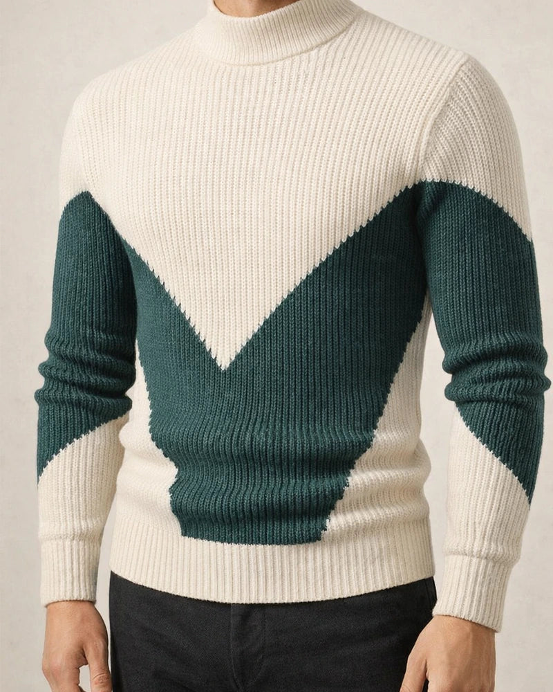 Men's Autumn/Winter Woolen Knitwear with Color-Blocked Base Layer | JRSEE:1437be24-d335-4b81-93c9-17d3bd7fbbf1