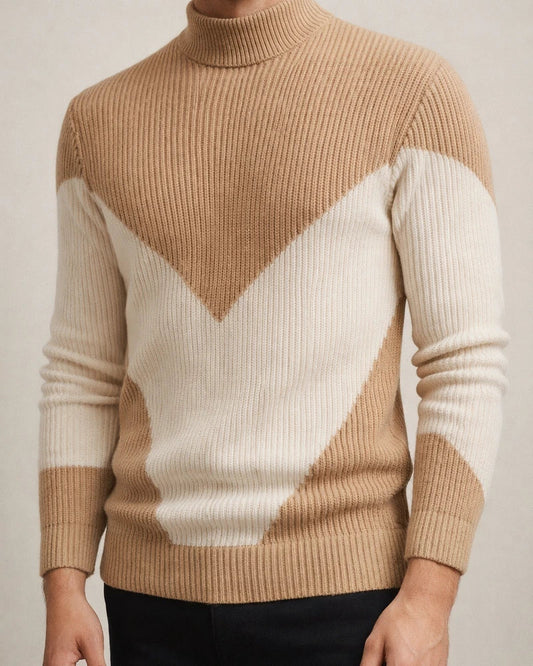 Men's Autumn/Winter Woolen Knitwear with Color-Blocked Base Layer | JRSEE:20a60f60-9b8f-4c53-b760-b86dbe304c24