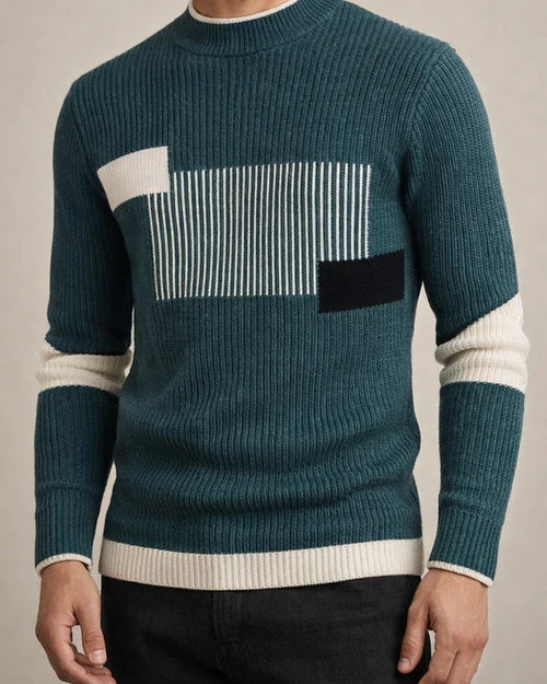 Men's Autumn/Winter Woolen Knitwear with Color-Blocked Base Layer | JRSEE:bc97eea8-08f8-4a5b-8fd1-a1c3d067109f