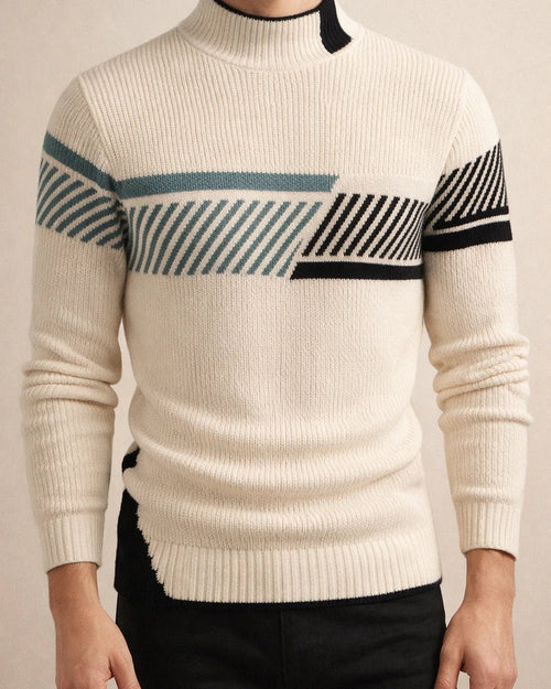 Men's Autumn/Winter Woolen Knitwear with Color-Blocked Base Layer | JRSEE:27ed519a-629c-494f-b3f3-0d05cfaed81f