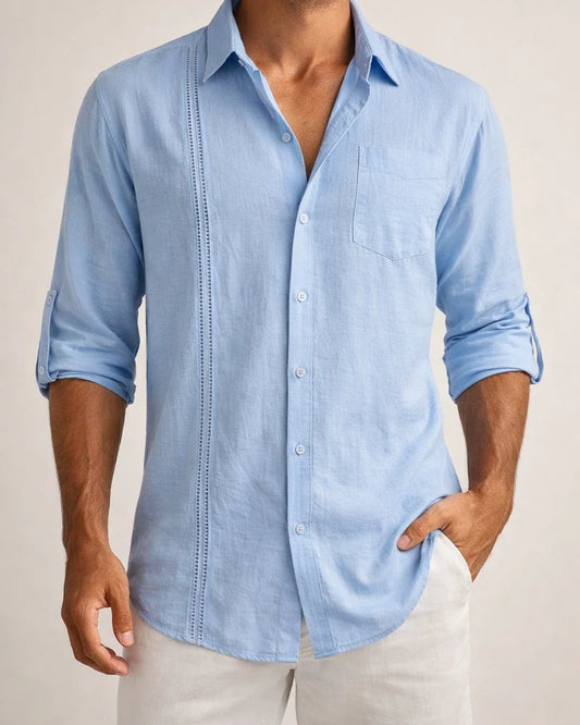 Men's Basic Loose Solid Color Cotton Linen Lace Casual Long Sleeve Wristlet Pocket Lapel Casual Shirt Cardigan | JRSEE:b3afdf42-6968-4f6e-aaad-26fce09f18fc