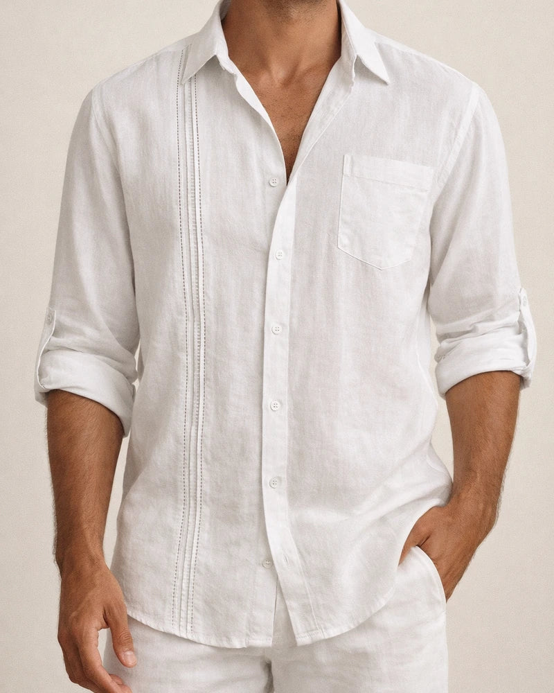 Men's Basic Loose Solid Color Cotton Linen Lace Casual Long Sleeve Wristlet Pocket Lapel Casual Shirt Cardigan | JRSEE:dc7901e3-902d-474c-82e0-e090fc6ef3dd