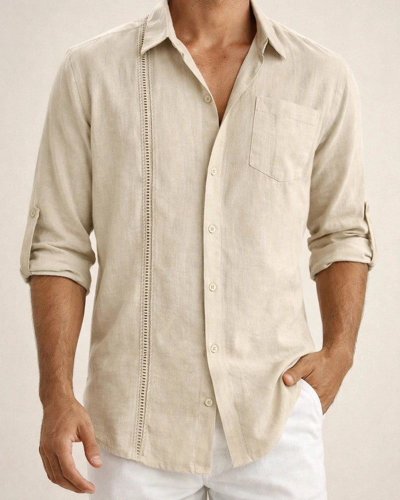 Men's Basic Loose Solid Color Cotton Linen Lace Casual Long Sleeve Wristlet Pocket Lapel Casual Shirt Cardigan | JRSEE:7604fff6-8161-404a-b05d-a7922c4e0893