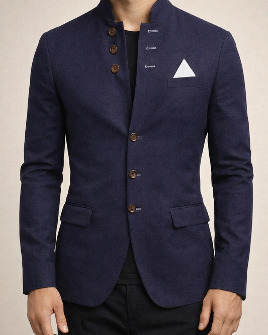 Men's Blazer Sport Jacket Sport Coat Thermal Warm Business Work Single Breasted Stand Collar Business Casual Jacket Outerwear Solid Color Color Block Pocket Khaki Red Navy Blue / Winter / Fall | JRSEE:db5716c3-6204-40b9-9baf-190173587ab1