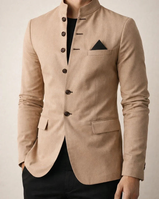 Men's Blazer Sport Jacket Sport Coat Thermal Warm Business Work Single Breasted Stand Collar Business Casual Jacket Outerwear Solid Color Color Block Pocket Khaki Red Navy Blue / Winter / Fall | JRSEE:9cef8749-7203-475f-9859-515afafa0433