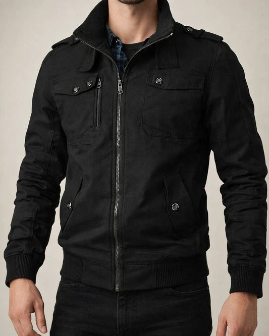 Men's Bomber Jacket Work Jacket Windproof Warm Sports Climbing Hiking Zipper Stand Collar Jacket Outerwear Solid Color Patchwork Black Blue Army Green | JRSEE:b302cfd4-790b-4daf-8389-2ff663c2a274