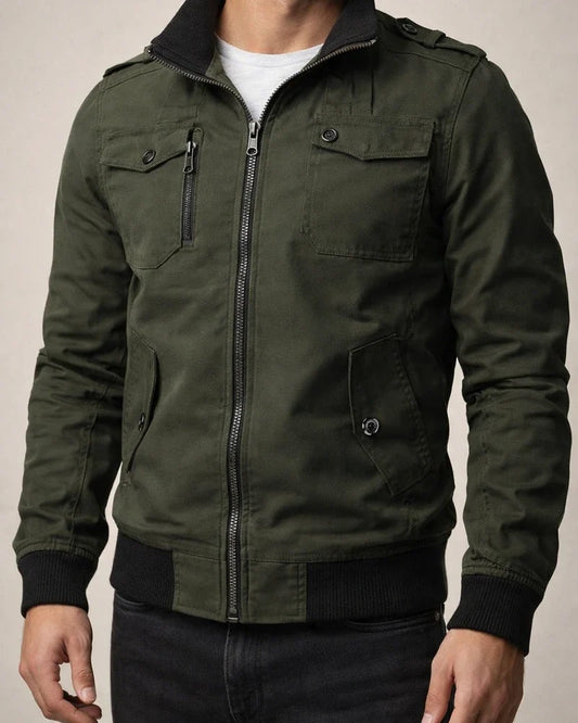 Men's Bomber Jacket Work Jacket Windproof Warm Sports Climbing Hiking Zipper Stand Collar Jacket Outerwear Solid Color Patchwork Black Blue Army Green | JRSEE:8f9e2b3c-6f23-4a56-a593-610f156677de