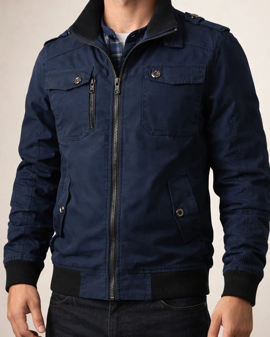 Men's Bomber Jacket Work Jacket Windproof Warm Sports Climbing Hiking Zipper Stand Collar Jacket Outerwear Solid Color Patchwork Black Blue Army Green | JRSEE:0548339c-2688-4a0a-a280-ad79fb514156