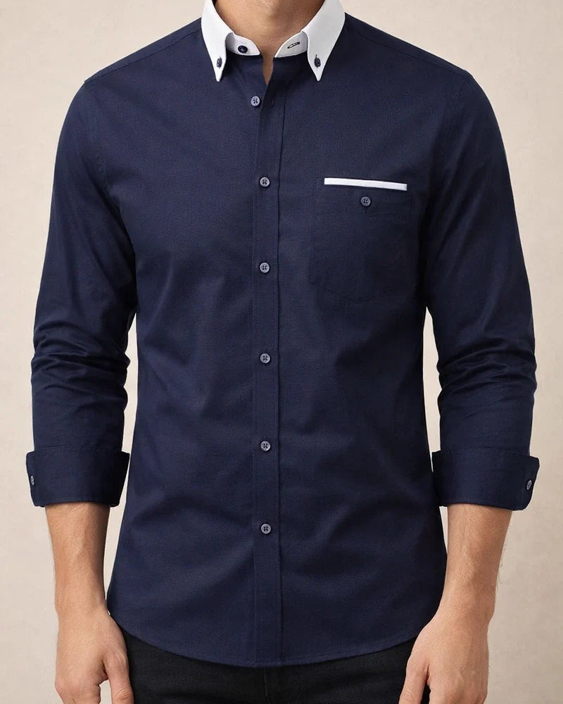 Men's Business Long-sleeved Shirt Korean Version of The Plaid Casual Slim Non-iron Thin Section Men's Solid Color Shirt | JRSEE:a69a721d-5e10-4a91-9dab-02a5d0f5a179