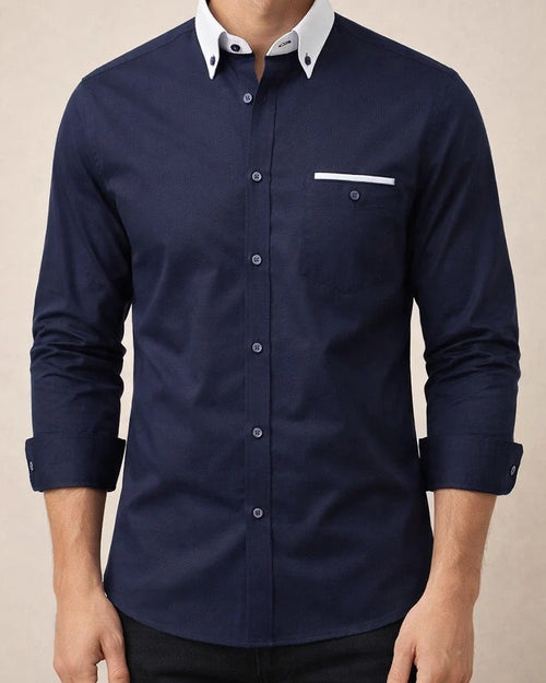 Men's Business Long-sleeved Shirt Korean Version of The Plaid Casual Slim Non-iron Thin Section Men's Solid Color Shirt | JRSEE:a69a721d-5e10-4a91-9dab-02a5d0f5a179