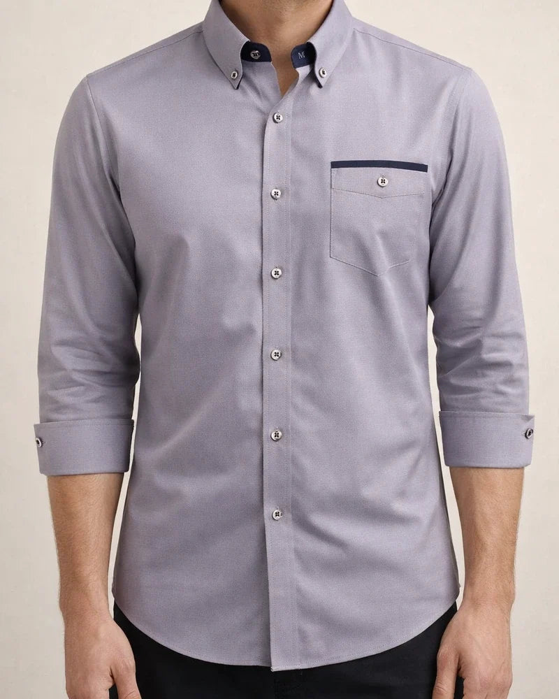 Men's Business Long-sleeved Shirt Korean Version of The Plaid Casual Slim Non-iron Thin Section Men's Solid Color Shirt | JRSEE:89c67e70-21a8-4466-a2b8-40ff8b63c709