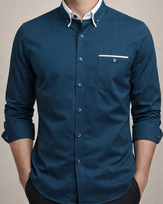 Men's Business Long-sleeved Shirt Korean Version of The Plaid Casual Slim Non-iron Thin Section Men's Solid Color Shirt | JRSEE:6e3923a2-384b-419d-bdc7-b4ad66e8b010