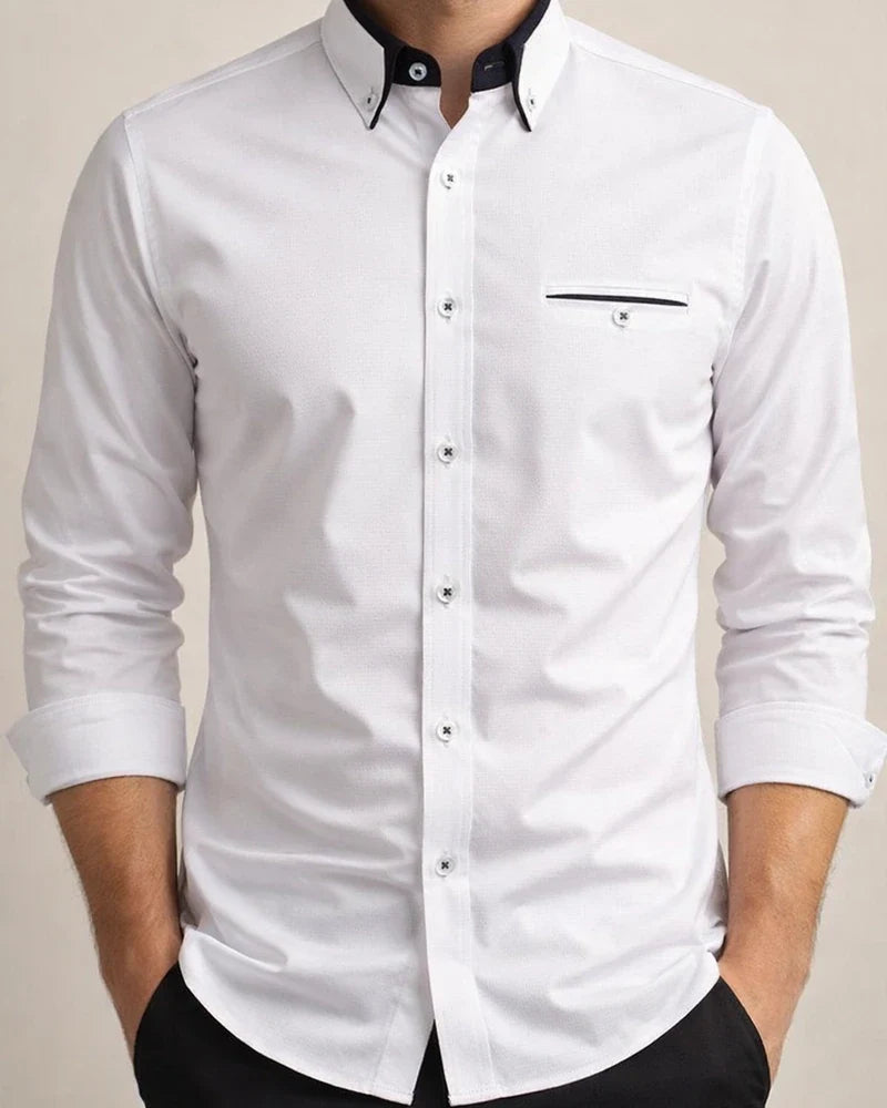 Men's Business Long-sleeved Shirt Korean Version of The Plaid Casual Slim Non-iron Thin Section Men's Solid Color Shirt | JRSEE:9e163793-158c-41d6-876f-759f812abca9