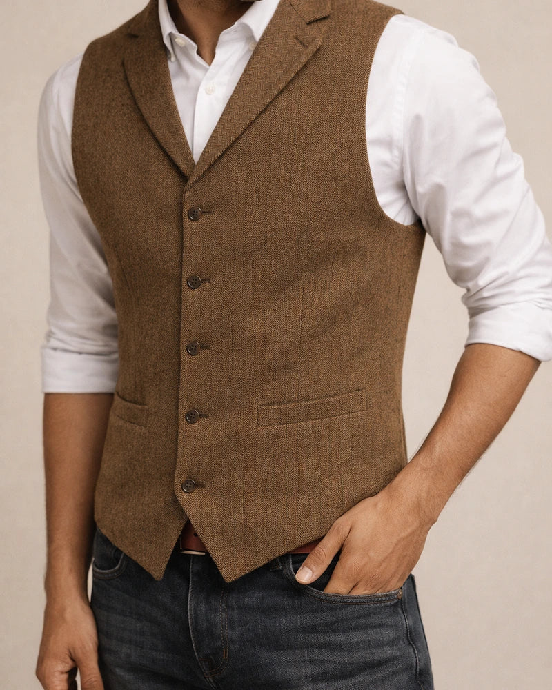 Men's Business Suit Vest Fashion British Retro Herringbone Undershirt Casual Workwear Slim Vest | JRSEE:ebf0f649-6aec-44ed-8d48-9329e26fd449