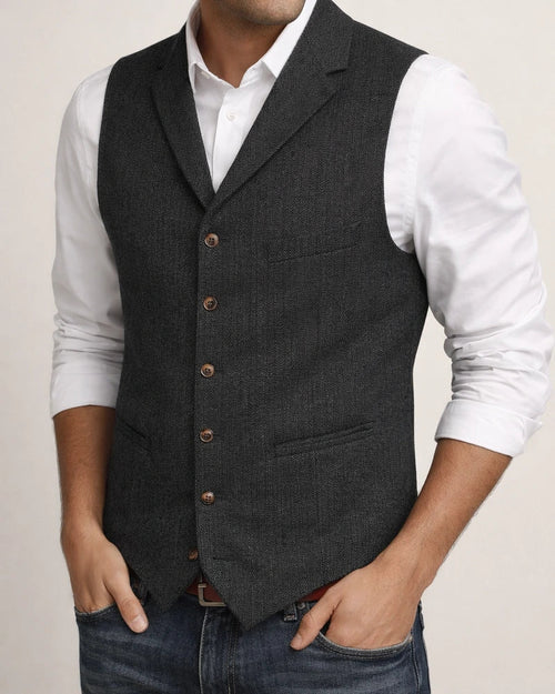 Men's Business Suit Vest Fashion British Retro Herringbone Undershirt Casual Workwear Slim Vest | JRSEE:113dcc5d-3bd3-4131-90a8-985c697c0c74