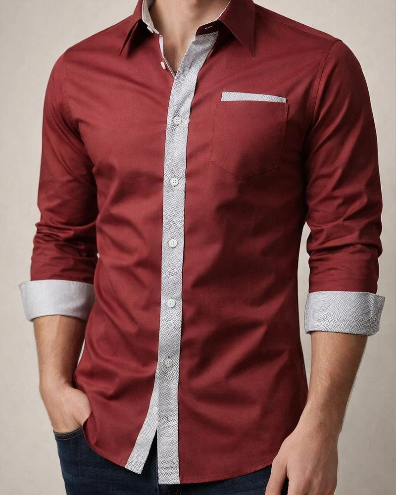Men's Button Up Shirt Dress Shirt Collared Shirt Black White Red Long Sleeve Plain Collar Spring Fall Wedding Work Clothing Apparel | JRSEE:32bf2efa-057c-4b14-80f3-82de01a0d59e