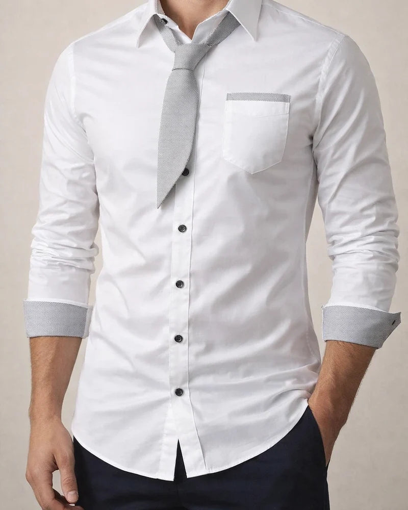 Men's Button Up Shirt Dress Shirt Collared Shirt Black White Red Long Sleeve Plain Collar Spring Fall Wedding Work Clothing Apparel | JRSEE:ba355d51-24c9-4619-84d1-523f6c62e594