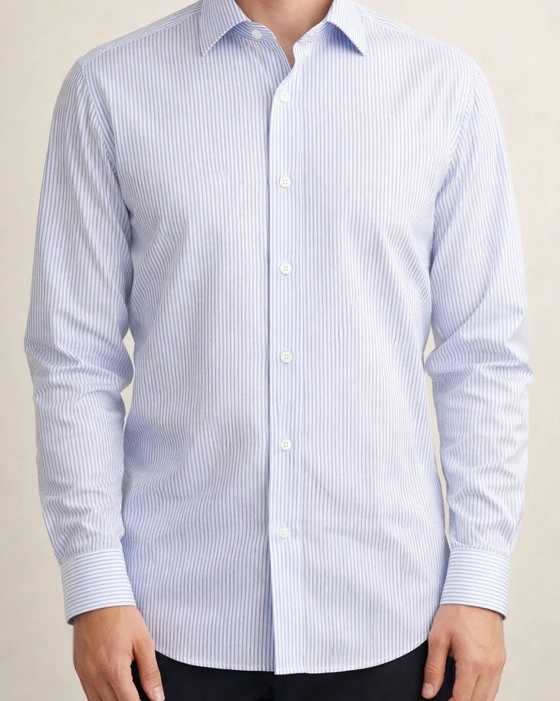 Men's Button Up Shirt Dress Shirt Collared Shirt Non Iron Shirt A B C Long Sleeve Striped Collar Spring & Fall Wedding Work Clothing Apparel Button-Down | JRSEE:f36e2f85-6e74-425b-a128-a6537bfed217