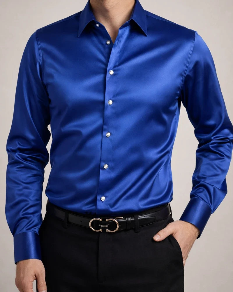 Men's Button Up Shirt Dress Shirt Collared Shirt Prom Shirt Satin Silk Shirt Black White Red Long Sleeve Plain Turndown Spring, Fall, Winter, Summer Wedding Party Clothing Apparel Button-Down | JRSEE:889448f5-9f83-4548-ab39-5ad6de77a9c4