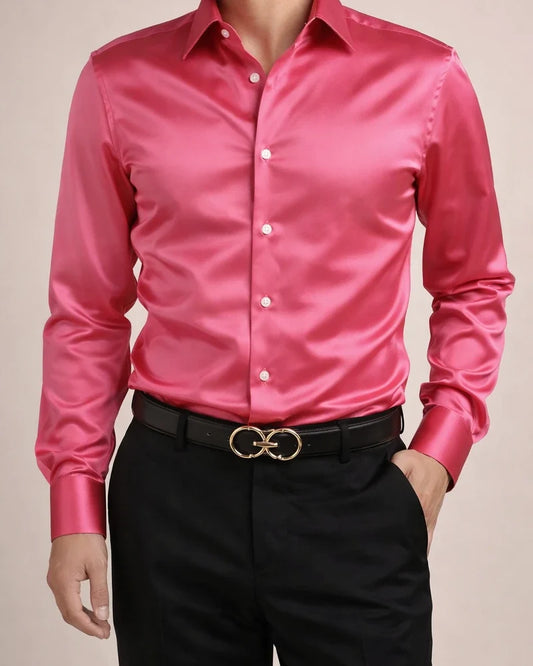Men's Button Up Shirt Dress Shirt Collared Shirt Prom Shirt Satin Silk Shirt Black White Red Long Sleeve Plain Turndown Spring, Fall, Winter, Summer Wedding Party Clothing Apparel Button-Down | JRSEE:cfd1ec1a-a449-42a9-b029-33519a501c8d